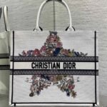 DIOR 25S LUCKY LARGE DIOR BOOK TOTE 42 IN WHITE MULTICOLOR DIOR STAR EMBROIDERY - Image 10