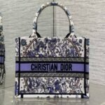 DIOR 25S SMALL BOOK TOTE 26 IN WHITE AND PURPLE DIOR NIGHT OF DREAMS EMBROIDERY - Image 10