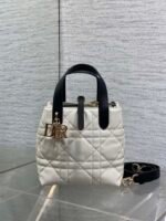 DIOR 25S TOUJOURS VERTICAL NANO TOTE BAG 18 IN IVORY BLACK MACROCANNAGE CALFSKIN - Image 12