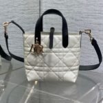 DIOR 25S TOUJOURS VERTICAL NANO TOTE BAG 18 IN IVORY BLACK MACROCANNAGE CALFSKIN - Image 10
