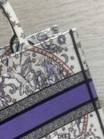 DIOR 25S LUCKY MEDIUM BOOK TOTE 36 IN WHITE AND PURPLE DIOR NIGHT OF DREAMS EMBROIDERY - Image 15