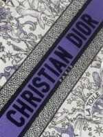 DIOR 25S LUCKY MEDIUM BOOK TOTE 36 IN WHITE AND PURPLE DIOR NIGHT OF DREAMS EMBROIDERY - Image 3