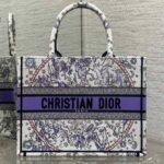 DIOR 25S LUCKY MEDIUM BOOK TOTE 36 IN WHITE AND PURPLE DIOR NIGHT OF DREAMS EMBROIDERY - Image 10