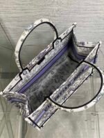 DIOR 25S LUCKY MEDIUM BOOK TOTE 36 IN WHITE AND PURPLE DIOR NIGHT OF DREAMS EMBROIDERY - Image 5