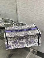 DIOR 25S LUCKY MEDIUM BOOK TOTE 36 IN WHITE AND PURPLE DIOR NIGHT OF DREAMS EMBROIDERY - Image 18