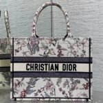 DIOR 25S MEDIUM BOOK TOTE 36 IN BEIGE CANVAS MILLEFIORI EMBROIDERY - Image 10