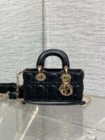DIOR 25S MICRO LADY D-JOY 19 IN BLACK CALFSKIN GOLD HARDWARE - Image 3