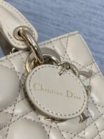DIOR 25S MICRO LADY D-JOY 19 IN POWDER BEIGE CALFSKIN GOLD HARDWRE - Image 7