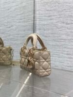 DIOR 25S MICRO LADY D-JOY 19 IN POWDER BEIGE CALFSKIN GOLD HARDWARE - Image 15