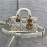 DIOR 25S MICRO LADY D-JOY 19 IN IVORY CALFSKIN GOLD HARDWARE
