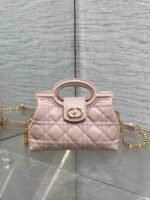 DIOR 25S JOLIE TOP HANDLE MINI BAG 18 IN BABY PINK CALFSKIN GOLD HARDWRE - Image 2
