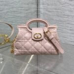 DIOR 25S JOLIE TOP HANDLE MINI BAG 18 IN BABY PINK CALFSKIN GOLD HARDWARE - Image 10