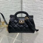 DIOR 25S JOLIE TOP HANDLE MINI BAG 18 IN BLACK CALFSKIN GOLD HARDWARE - Image 10