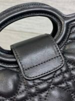 DIOR 25S JOLIE TOP HANDLE MINI BAG 18 IN BLACK CALFSKIN GOLD HARDWARE - Image 7