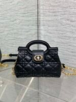 DIOR 25S JOLIE TOP HANDLE MINI BAG 18 IN BLACK CALFSKIN GOLD HARDWRE - Image 2