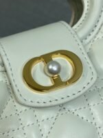 DIOR 25S JOLIE TOP HANDLE MINI BAG 18 IN WHITE CALFSKIN GOLD HARDWRE - Image 4