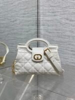 DIOR 25S JOLIE TOP HANDLE MINI BAG 18 IN WHITE CALFSKIN GOLD HARDWARE - Image 11