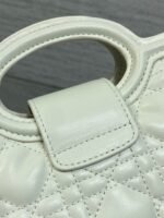 DIOR 25S JOLIE TOP HANDLE MINI BAG 18 IN WHITE CALFSKIN GOLD HARDWARE - Image 8