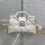 DIOR 25S JOLIE TOP HANDLE MINI BAG 18 IN WHITE CALFSKIN GOLD HARDWARE - Image 10
