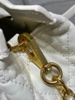 DIOR 25S JOLIE TOP HANDLE MINI BAG 18 IN WHITE CALFSKIN GOLD HARDWARE - Image 7