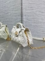 DIOR 25S JOLIE TOP HANDLE MINI BAG 18 IN WHITE CALFSKIN GOLD HARDWARE - Image 14