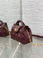 DIOR 25S JOLIE TOP HANDLE MINI BAG 18 IN BURGUNDY CALFSKIN GOLD HARDWARE - Image 3