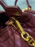 DIOR 25S JOLIE TOP HANDLE MINI BAG 18 IN BURGUNDY CALFSKIN GOLD HARDWARE - Image 16