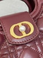 DIOR 25S JOLIE TOP HANDLE MINI BAG 18 IN BURGUNDY CALFSKIN GOLD HARDWARE - Image 13