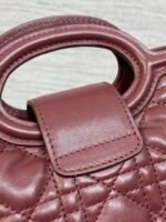 DIOR 25S JOLIE TOP HANDLE MINI BAG 18 IN BURGUNDY CALFSKIN GOLD HARDWARE - Image 8