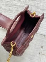 DIOR 25S JOLIE TOP HANDLE MINI BAG 18 IN BURGUNDY CALFSKIN GOLD HARDWARE - Image 5