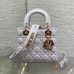 DIOR 25S LADY DIOR BAG 20 IN LILAC CANNAGE CALFSKIN GOLD HARDWARE - Image 10