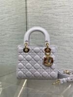 DIOR 25S LADY DIOR BAG 20 IN LILAC CANNAGE CALFSKIN GOLD HARDWRE - Image 3