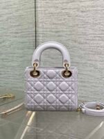 DIOR 25S MINI LADY DIOR BAG 17 IN LILAC CANNAGE CALFSKIN GOLD HARDWRE - Image 11