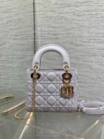 DIOR 25S MINI LADY DIOR BAG 17 IN LILAC CANNAGE CALFSKIN GOLD HARDWARE - Image 7