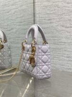 DIOR 25S MINI LADY DIOR BAG 17 IN LILAC CANNAGE CALFSKIN GOLD HARDWRE - Image 6