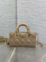 DIOR 25S SMALL LADY D‑JOY BAG 19 IN DARK BEIGE CANNAGE CALFSKIN GOLD HARDWARE - Image 11