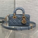 DIOR 25S SMALL LADY D‑JOY BAG 19 IN STEEL BLUE GRAY CANNAGE CALFSKIN GOLD HARDWRE - Image 10