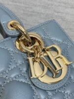 DIOR 25S SMALL LADY D‑JOY BAG 19 IN STEEL BLUE GRAY CANNAGE CALFSKIN GOLD HARDWRE - Image 3