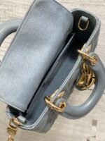DIOR 25S SMALL LADY D‑JOY BAG 19 IN STEEL BLUE GRAY CANNAGE CALFSKIN GOLD HARDWRE - Image 5