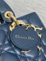 DIOR 25S SMALL LADY D‑JOY BAG 19 IN DARK BLUE CANNAGE CALFSKIN GOLD HARDWARE - Image 16