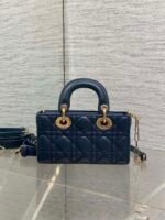 DIOR 25S SMALL LADY D‑JOY BAG 19 IN DARK BLUE CANNAGE CALFSKIN GOLD HARDWRE - Image 2