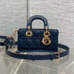 DIOR 25S SMALL LADY D‑JOY BAG 19 IN DARK BLUE CANNAGE CALFSKIN GOLD HARDWARE - Image 10
