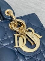 DIOR 25S SMALL LADY D‑JOY BAG 19 IN DARK BLUE CANNAGE CALFSKIN GOLD HARDWARE - Image 12