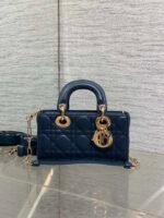 DIOR 25S SMALL LADY D‑JOY BAG 19 IN DARK BLUE CANNAGE CALFSKIN GOLD HARDWARE - Image 15