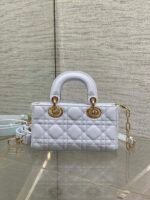 DIOR 25S SMALL LADY D‑JOY BAG 19 IN LIGHT BLUE CANNAGE CALFSKIN GOLD HARDWRE - Image 2