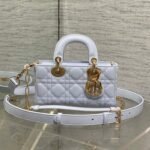 DIOR 25S SMALL LADY D‑JOY BAG 19 IN LIGHT BLUE CANNAGE CALFSKIN GOLD HARDWARE - Image 10