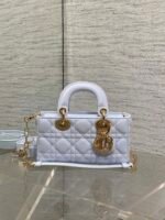 DIOR 25S SMALL LADY D‑JOY BAG 19 IN LIGHT BLUE CANNAGE CALFSKIN GOLD HARDWARE - Image 6