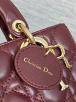 DIOR 25S SMALL LADY D‑JOY BAG 19 IN BURGUNDY CANNAGE CALFSKIN GOLD HARDWRE - Image 14