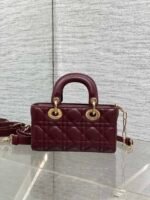 DIOR 25S SMALL LADY D‑JOY BAG 19 IN BURGUNDY CANNAGE CALFSKIN GOLD HARDWRE - Image 18