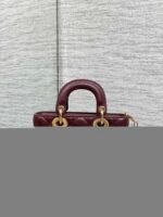 DIOR 25S SMALL LADY D‑JOY BAG 19 IN BURGUNDY CANNAGE CALFSKIN GOLD HARDWRE - Image 10